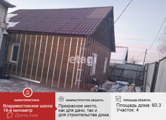 Продажа дома, 60.3 м2, Хабаровский край, Владивостокское шоссе