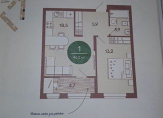 Продам однокомнатную квартиру, 46 м2, Пензенская область, жилой комплекс Норвуд, с5