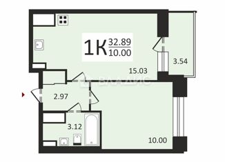 Однокомнатная квартира на продажу, 32.89 м2, Санкт-Петербург, Фарфоровская улица, 7к1, ЖК Стрижи в Невском 2