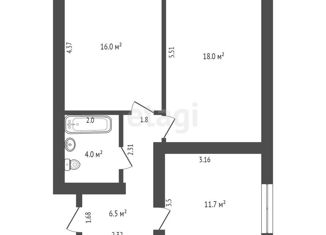 Продается двухкомнатная квартира, 56 м2, посёлок городского типа Пойковский, 2-й микрорайон, 36