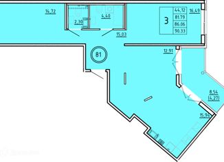 3-комнатная квартира на продажу, 81.79 м2, посёлок Шушары, Образцовая улица, 6к3, ЖК Образцовый Квартал 8