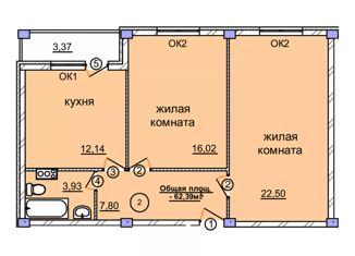 Двухкомнатная квартира на продажу, 65.76 м2, Семёнов, Спортивная улица, 82