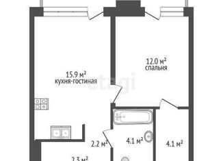 Продам однокомнатную квартиру, 44.1 м2, Тюмень, улица Михаила Сперанского, 45, ЖК Видный