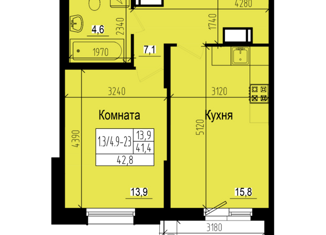 Продажа однокомнатной квартиры, 42.8 м2, посёлок Парголово, Ольгинская дорога, 3/20, ЖК Прагма Сити