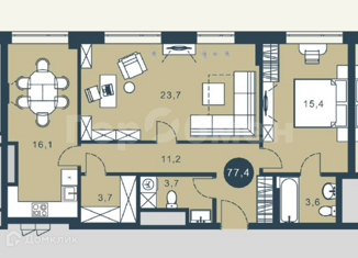 Продам двухкомнатную квартиру, 77.4 м2, Москва, улица Рогожский Вал, 10, метро Римская
