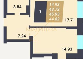 Продам 1-комнатную квартиру, 44.2 м2, Новосибирск, Армавирская улица, 27, Армавирская улица