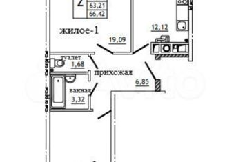 Продажа 2-комнатной квартиры, 59.4 м2, деревня Алтуховка, Олимпийская улица, 5
