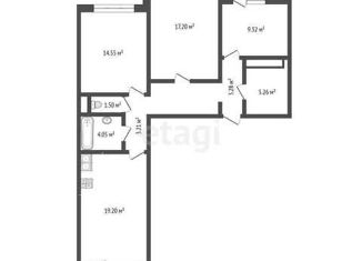 Продается 3-комнатная квартира, 83.2 м2, Тюмень, улица Валентины Трофимовой, 13, ЖК Квартал 1964