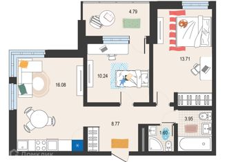 Продается 3-комнатная квартира, 57.14 м2, деревня Патрушева, улица Александра Пушкина, 8Б