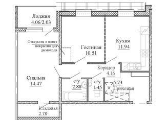 2-комнатная квартира на продажу, 57.98 м2, Колпино, Рубежное шоссе, 12