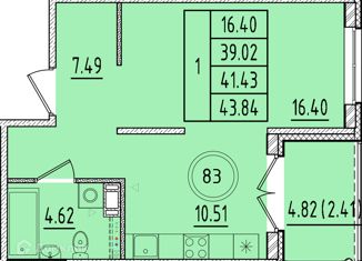 Продам 1-комнатную квартиру, 39.02 м2, Санкт-Петербург, Образцовая улица, 6к1