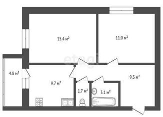 Продается 2-комнатная квартира, 52.6 м2, посёлок Московский, Новая улица, 17