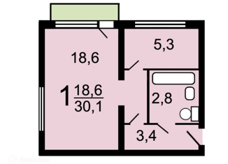 1-ком. квартира на продажу, 31 м2, Москва, 1-й Зборовский переулок, 13