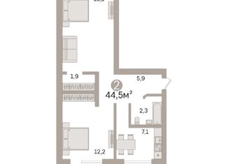 Продается 2-комнатная квартира, 44.5 м2, Санкт-Петербург, Калининский район, улица Брянцева, 20к2