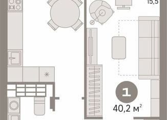 Продажа однокомнатной квартиры, 40.2 м2, Екатеринбург, проспект Космонавтов, 108А, ЖК Изумрудный Бор