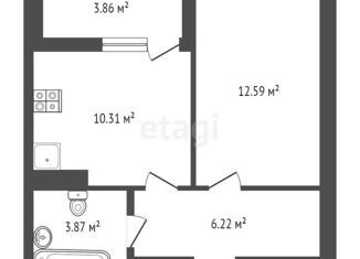 1-комнатная квартира на продажу, 32.3 м2, Тюмень, Ставропольская улица, 1, Калининский округ