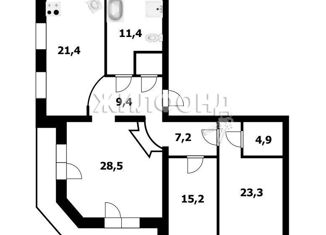 Продам 3-ком. квартиру, 123.1 м2, Новосибирск, Советская улица, 19, Советская улица