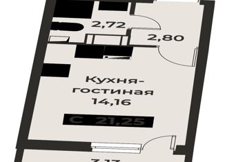 Квартира на продажу студия, 21.25 м2, Мурино, проспект Авиаторов Балтики, 29к2, ЖК Авиатор