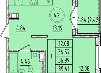 Продается 1-комнатная квартира, 34.57 м2, Санкт-Петербург, Образцовая улица, 6к1