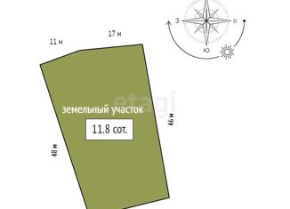 Продам земельный участок, 11.8 сот., Красноярск, Свердловский район, Базайская улица, 373/78