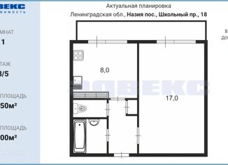 Продаю 1-ком. квартиру, 32.5 м2, городской посёлок Назия, Школьный проспект, 18