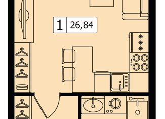 Продажа 1-комнатной квартиры, 26.84 м2, Москва, улица Зорге, 9, ЖК Зорге 9