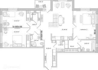 Продажа трехкомнатной квартиры, 111.1 м2, Санкт-Петербург, набережная Чёрной речки, 9, набережная Чёрной речки