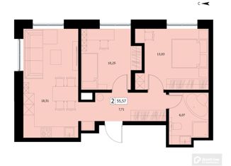 Продажа 2-комнатной квартиры, 55.57 м2, Москва, Хавская улица, 9к1, Хавская улица