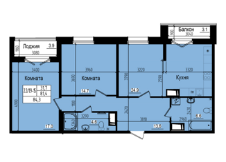 Двухкомнатная квартира на продажу, 84.3 м2, посёлок Парголово, Ольгинская дорога, 3/20, ЖК Прагма Сити