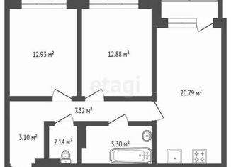 Продается 2-комнатная квартира, 67.06 м2, Тюмень, ЖК Европейский квартал, улица Газовиков, 34с8