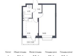 Однокомнатная квартира на продажу, 34.1 м2, поселение Рязановское, жилой комплекс Алхимово, к3.2, ЖК Алхимово