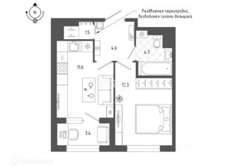 Продается 1-комнатная квартира, 36.1 м2, Санкт-Петербург, Измайловский бульвар, 9, ЖК Галактика