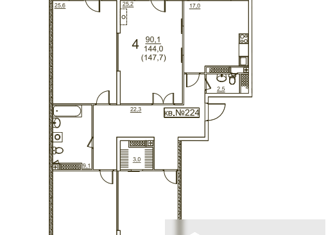 Продается четырехкомнатная квартира, 147.7 м2, Москва, улица Эльдара Рязанова, 2, улица Эльдара Рязанова