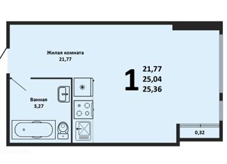 Продаю квартиру студию, 25.7 м2, село Небуг, улица Газовиков, 3А/1