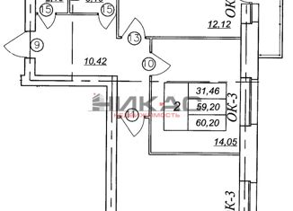 Продается двухкомнатная квартира, 60.2 м2, Ярославль, Заволжский район, Кавказская улица, 28А