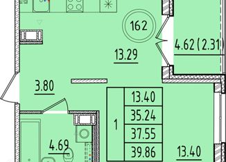 Продается 1-комнатная квартира, 35.24 м2, посёлок Шушары, Образцовая улица, 6к1