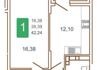 Продам 1-ком. квартиру, 43.95 м2, Краснодар, улица Кирилла Россинского, 3/1, улица Кирилла Россинского