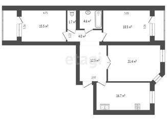 Продажа 3-ком. квартиры, 92.9 м2, Тюмень, Комсомольская улица, 58