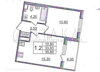 Продается 1-ком. квартира, 35.86 м2, Санкт-Петербург, улица Струве, 12, метро Звёздная