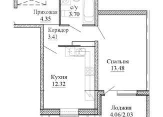 Продаю однокомнатную квартиру, 41.32 м2, Колпино, Рубежное шоссе, 12