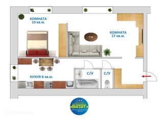 Продается двухкомнатная квартира, 45 м2, Свердловская область, улица Куйбышева, 94