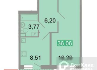 Продажа однокомнатной квартиры, 36.06 м2, Санкт-Петербург, Петергофское шоссе, 86к3, ЖК Клёны
