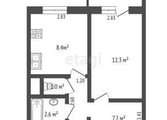 Продаю 1-ком. квартиру, 32.7 м2, Пыть-Ях, 5-й микрорайон, 12