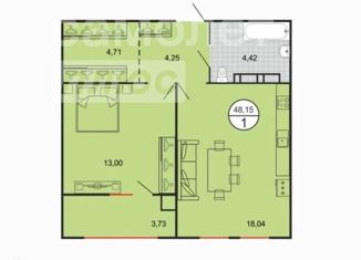 Продается 1-комнатная квартира, 48.2 м2, Ставрополь, Чапаевский проезд, 5, микрорайон № 15