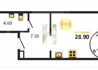 Продажа квартиры студии, 28.9 м2, Екатеринбург, улица Чкалова, 18, улица Чкалова