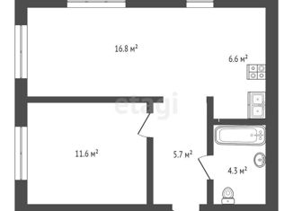 Продам 1-ком. квартиру, 45.4 м2, Тюмень, улица Республики, 204к11