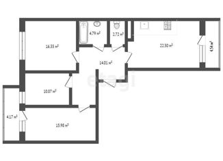 3-комнатная квартира на продажу, 84.9 м2, Тюмень, улица Дмитрия Менделеева, 2к2, Восточный округ