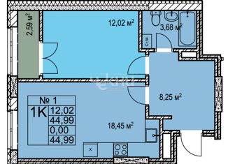 Продается однокомнатная квартира, 44.9 м2, Нижний Новгород, Проломная улица, 40, Проломная улица