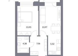 Продам квартиру студию, 44.88 м2, Новосибирск, улица Державина, 50, улица Державина