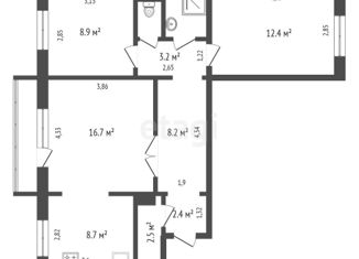 Продам 2-комнатную квартиру, 68.1 м2, Красноярск, улица Батурина, 7, Советский район